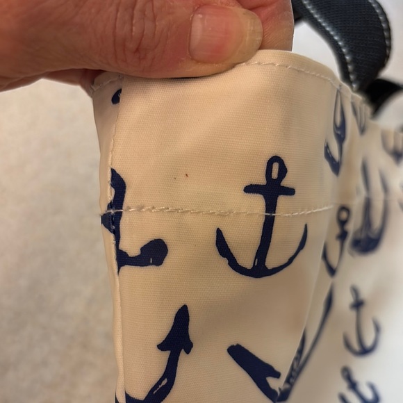 Nautical Anchor Print Tote Bag - White and Navy - Picture 8 of 11